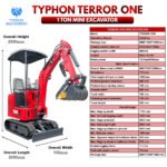 TYPHON TERROR ONE STORM 1 Ton Mini Excavator Trench Digger with Hydraulic Oil Cooler Canopy & Wide Bucket Ideal for Garden, Farm, Park & Road Work Digging, Drilling, Bull-Dozing - Image 23