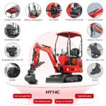 Mini Excavator with Hydraulic Thumb & Side Swing Boom - 13.5hp B&S Engine | HUAYEE HY14C - Image 5
