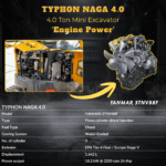 TYPHON NAGA 4.0 Mini Excavator w 4 Ton 24.4hp Yanmar Diesel Engine Metal Track ISO SAE control switch, AC Heater Cabin, 2 Travel Speed - Image 18