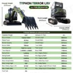 TYPHON TERROR LXV 6.6 Ton Excavator Kubota V2607 56.9HP AC/Heater Cabin Boom Swing - Image 19