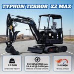 TYPHON TERROR X2 Max Canopy Mini Excavator Powerful 2.5 Ton Compact Machine with Yanmar Engine Advanced Hydraulic System - Image 19