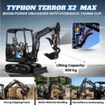 TYPHON TERROR X2 Max Canopy Mini Excavator Powerful 2.5 Ton Compact Machine with Yanmar Engine Advanced Hydraulic System - Image 24