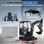 TYPHON TERROR X2 Max Canopy Mini Excavator Powerful 2.5 Ton Compact Machine with Yanmar Engine Advanced Hydraulic System - Image 27