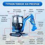 TYPHON TERROR XIX Prestige Cabin Mini Excavator 4200lbs 20.4 HP Kubota D902 with Boom Swing, Retractable Tracks - Image 27