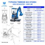 TYPHON TERROR XIX STORM Mini Excavator – 4000lbs Trench Digger with Boom Swing, Canopy, Retractable Tracks - Image 21